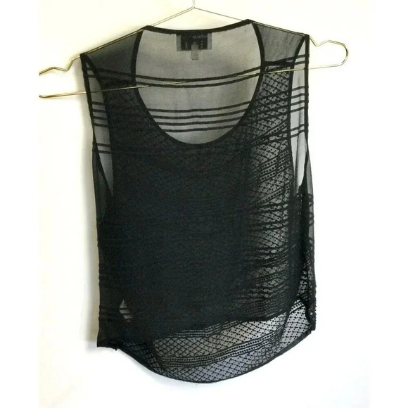 Ann Tjian for Kenar Womens Black Sequin Beaded Silk Sleeveless Tank Top Large - Picture 2 of 8